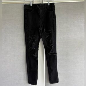 American Eagle Outfitters Black Distressed Skinny Jeans